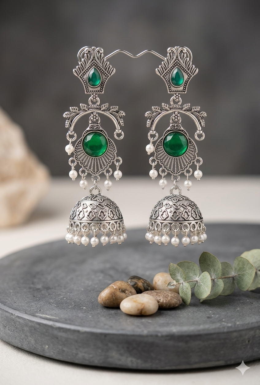 Vintage Pearl Drop Jhumka Earrings