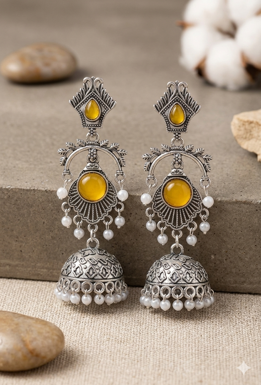 Vintage Pearl Drop Jhumka Earrings