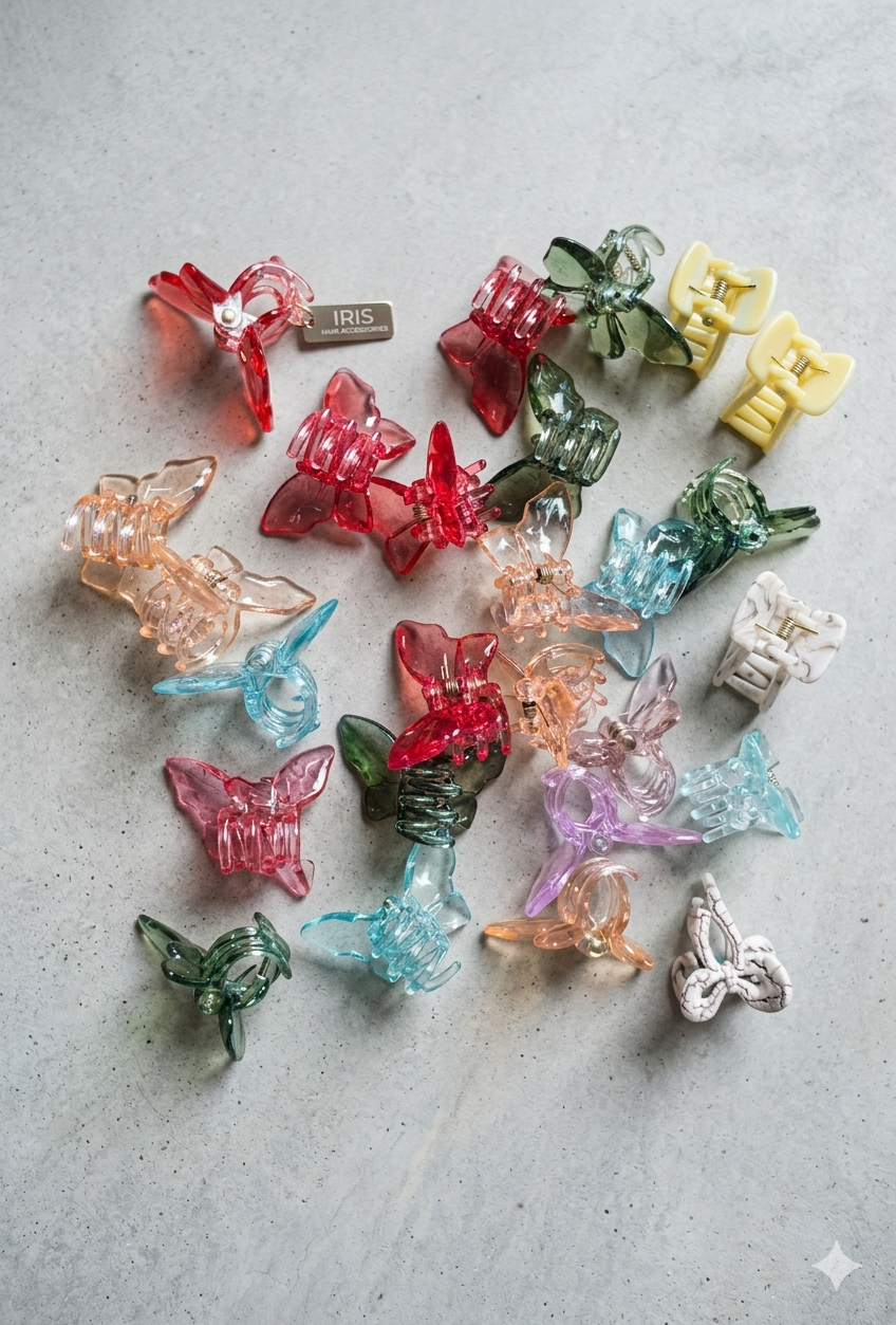 Butterfly Mini Hair Claw Clips Set – Pack of 24 (Multicolor)