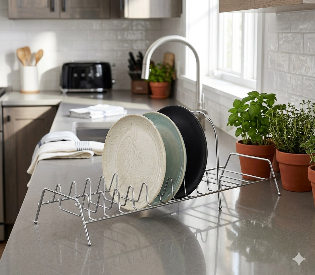 Premium Metal Dish Drying Rack / Plate Stand Organizer