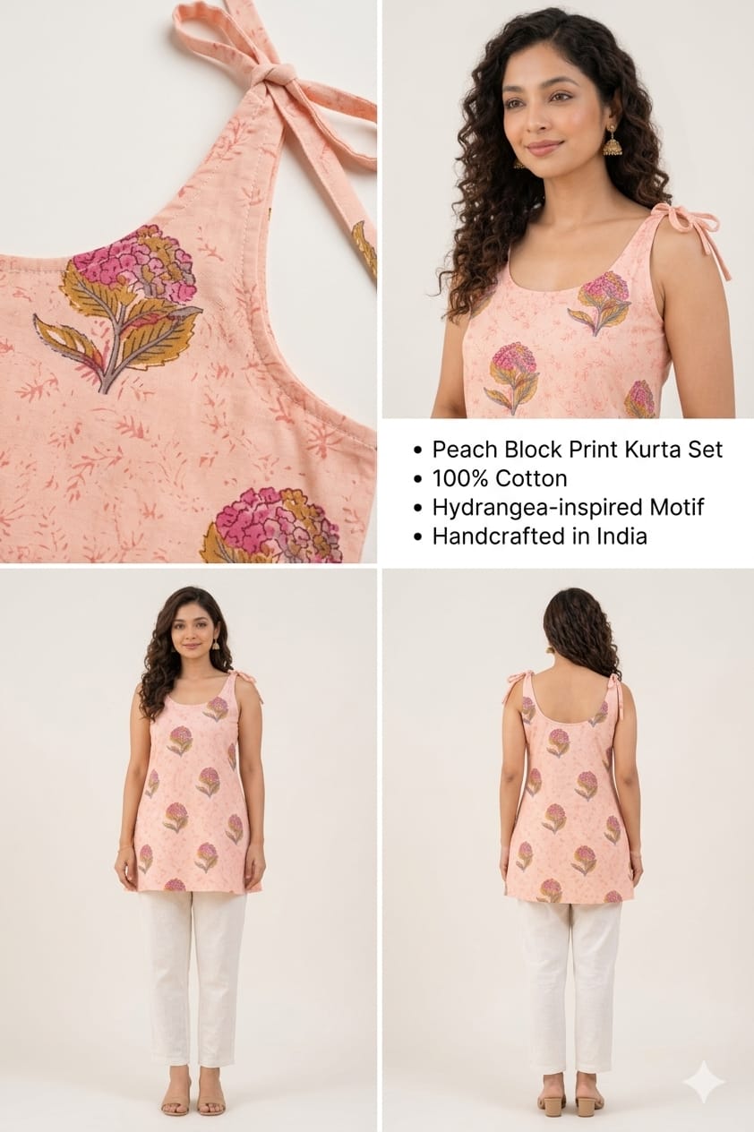 Women’s Peach Floral Printed Tie-Shoulder Top