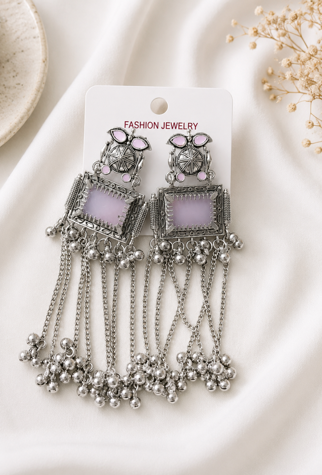 Royal multicolour Stone Oxidised Long Dangler Earrings